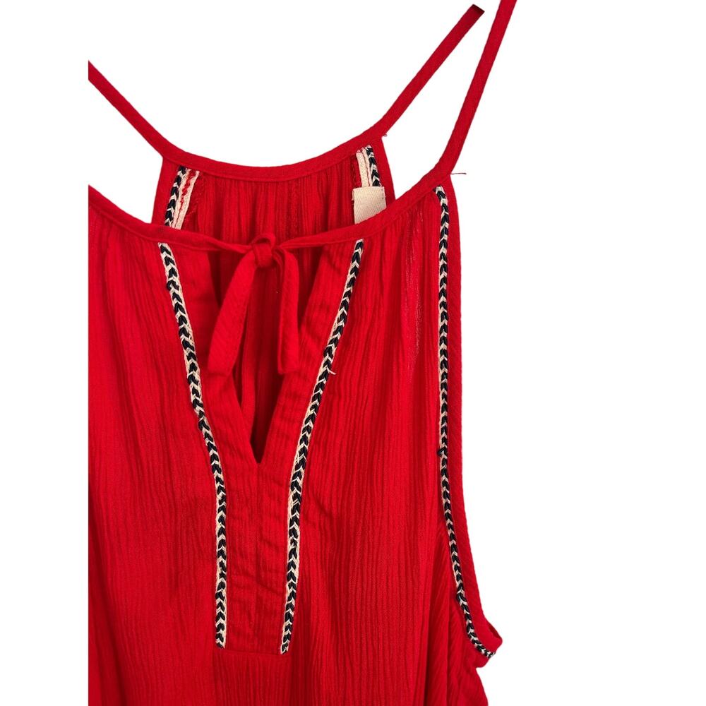 Le Sample Red Embroidered Tank Top Large - Picture 2 of 4
